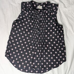 100% Silk Kate Spade Sleeveless Top - Black With Pink Floral Print